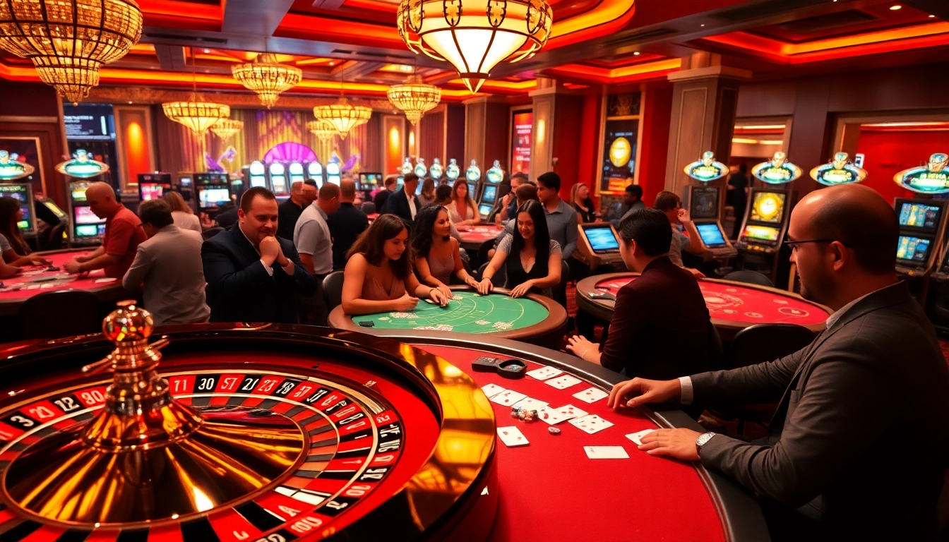 Experience the excitement of gambling at dom88.us.com with vibrant roulette and poker tables.