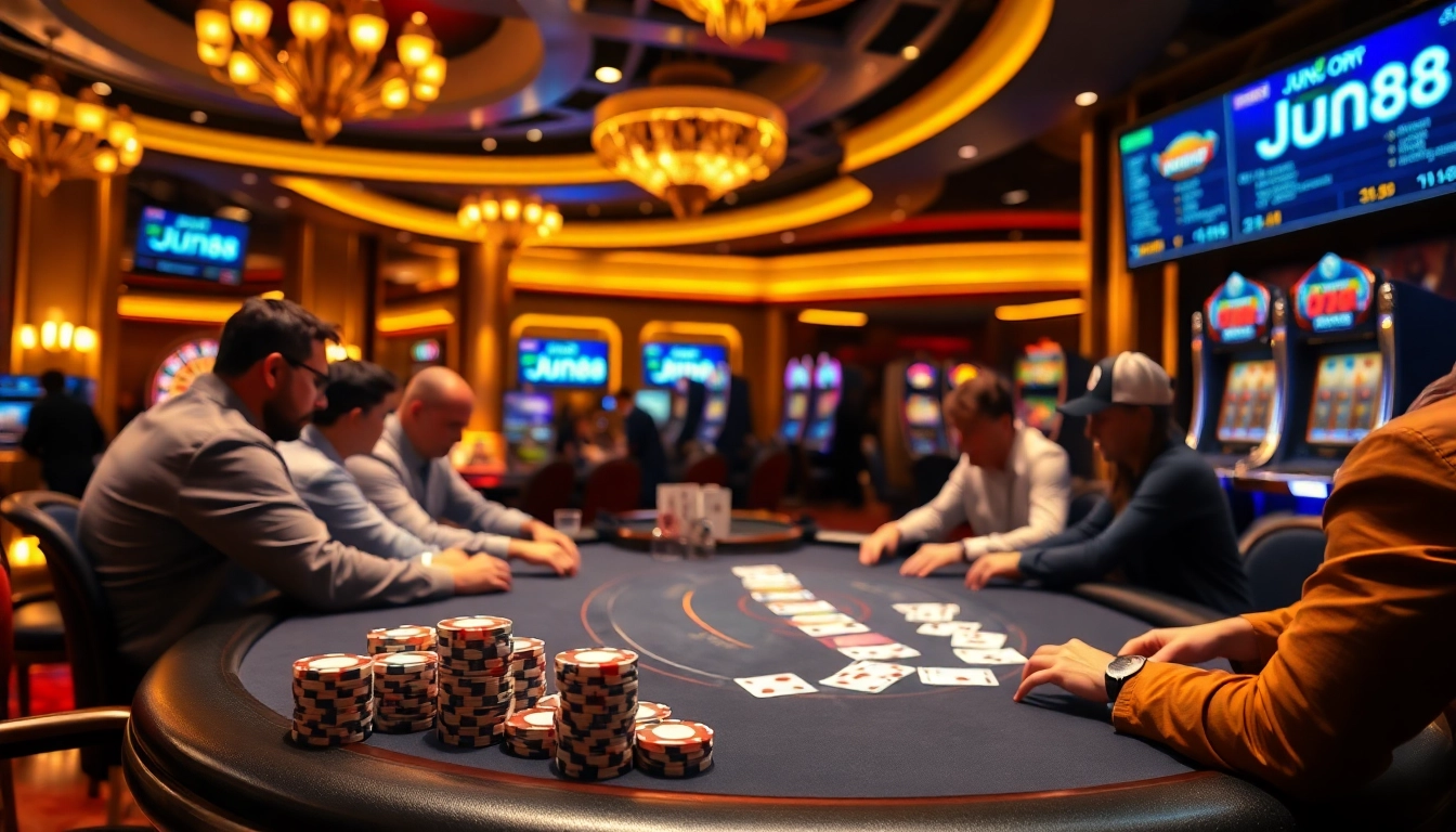 Experience the exciting atmosphere of online gambling at https://www.jun88.org/ featuring vibrant casino games and thrilling betting interactions.