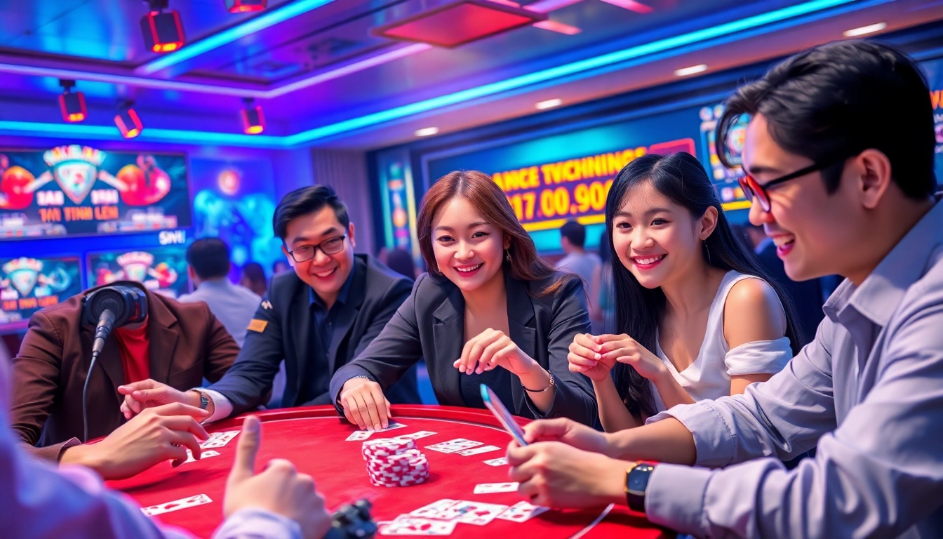 Exciting scene from gamebaidoithuong.com.vc showing players enjoying online card games.