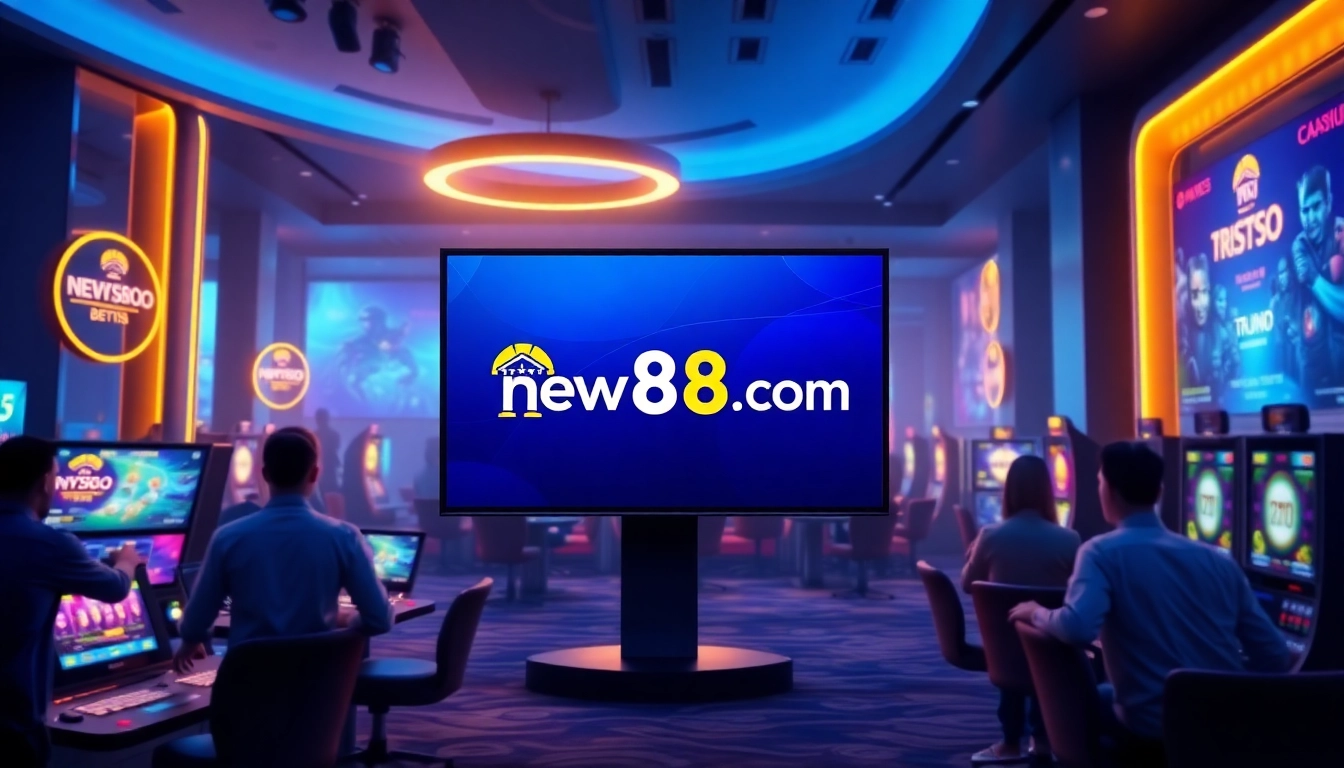An engaging online gaming interface showcasing new88go.com with sports betting and casino game elements.