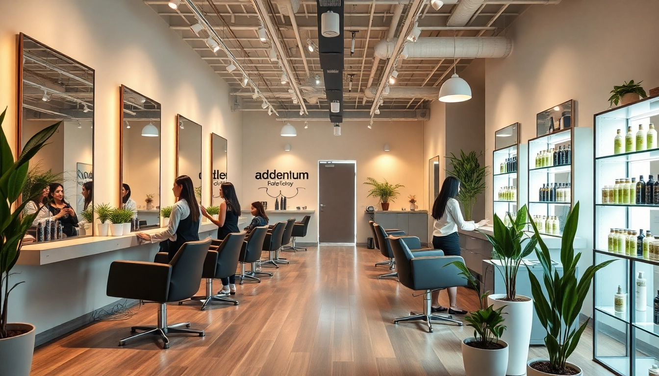 addendum salon vibrant interior with stylish decor and eco-friendly products